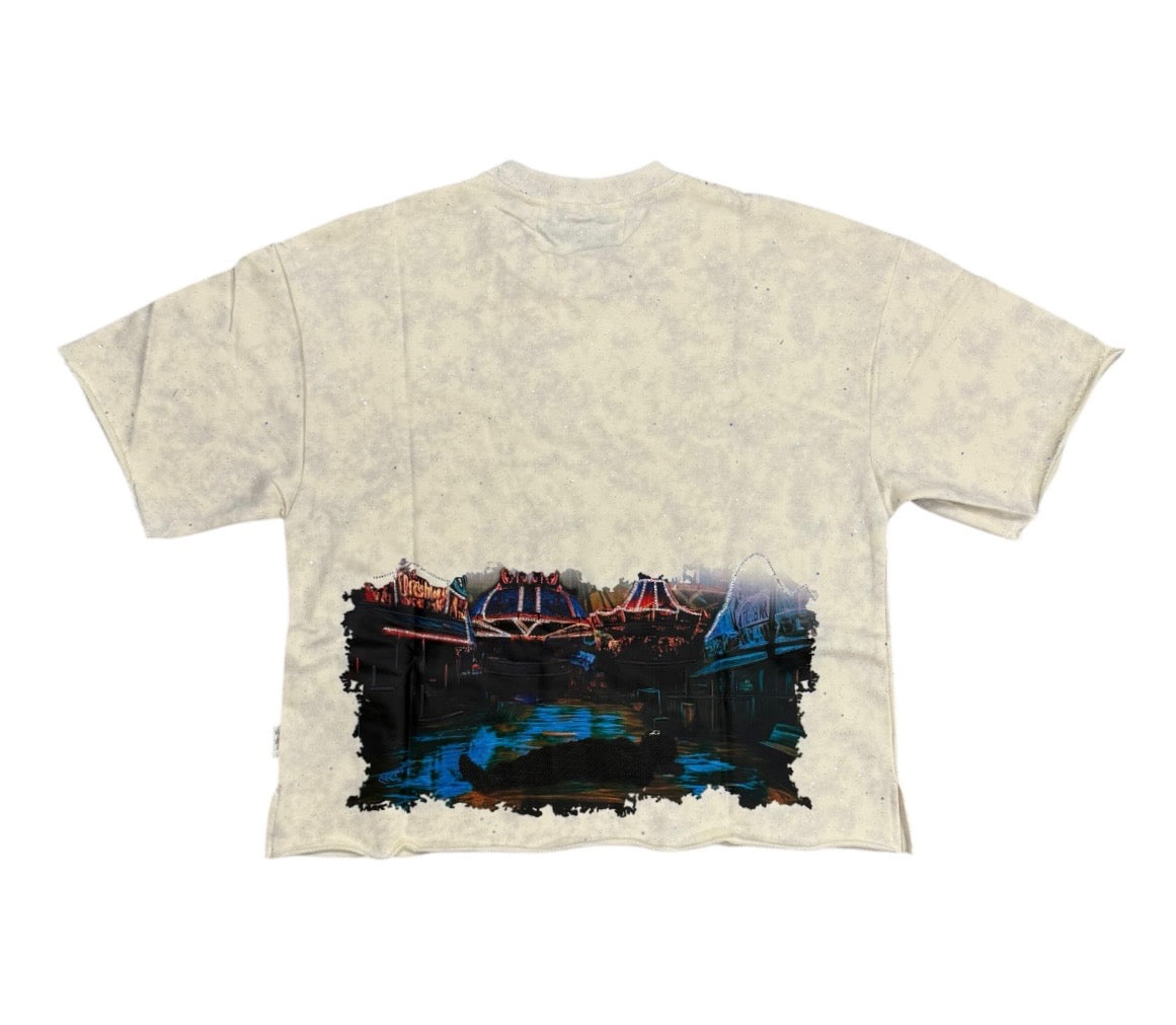 "CULTURE" Cropped T-Shirt Washed Off White T1353