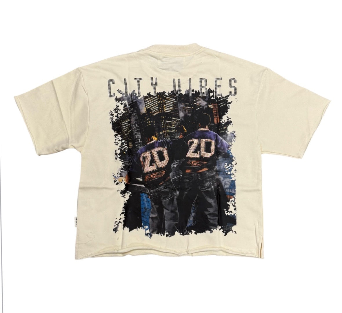 "VIBE" Cropped T-Shirt Off White T1354