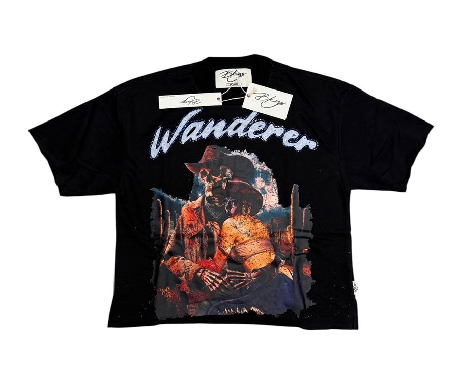 "WANDERER" Cropped T-Shirt Black T1335