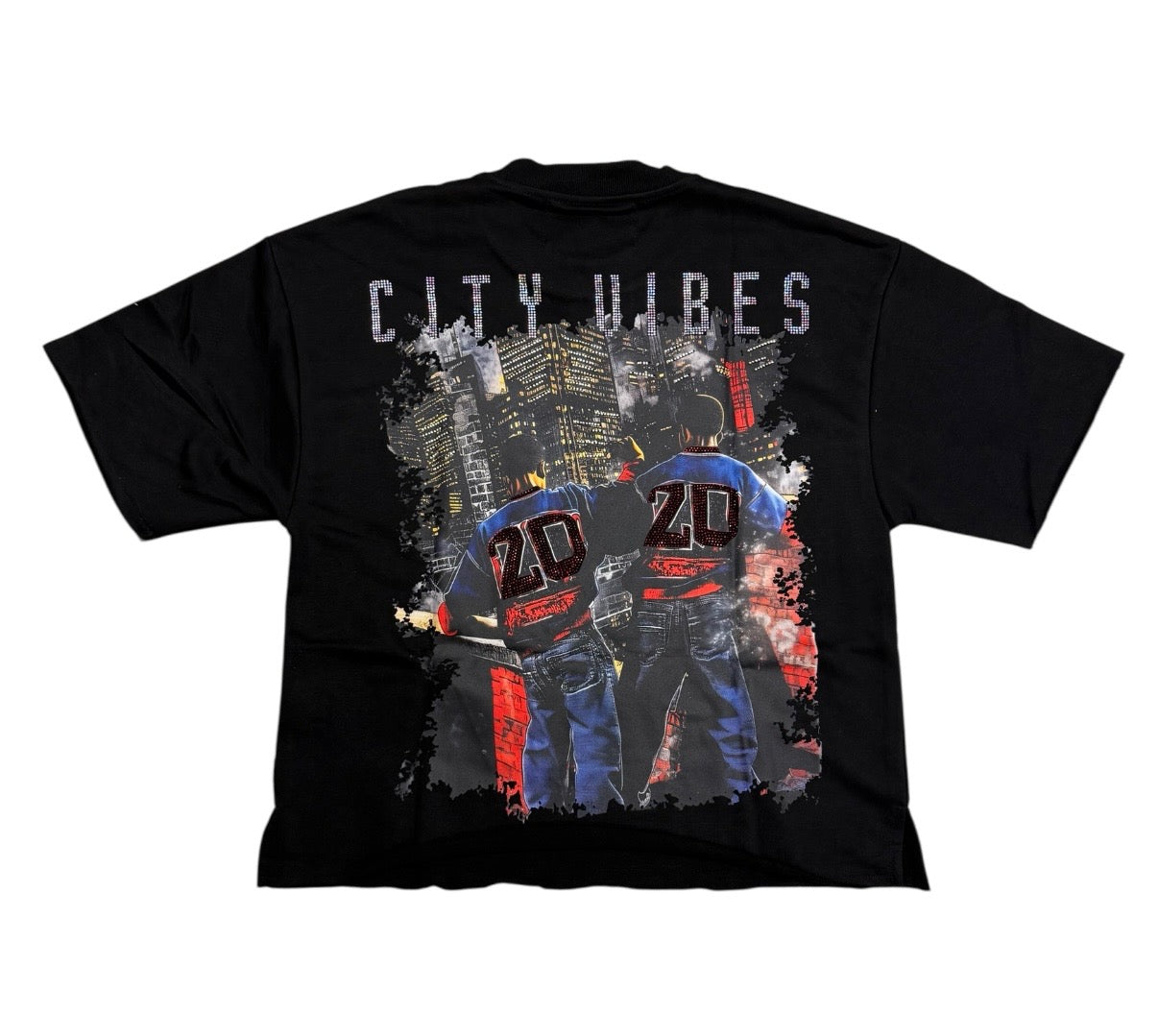 "VIBE" Cropped T-Shirt Black T1354