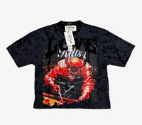 "LOVE" Cropped T-Shirt Washed Black T1337