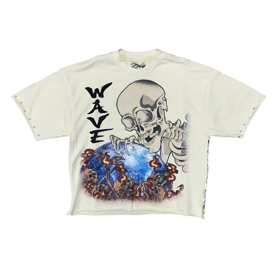 "WAVE" F-TERRY CROPPED TEE T1283