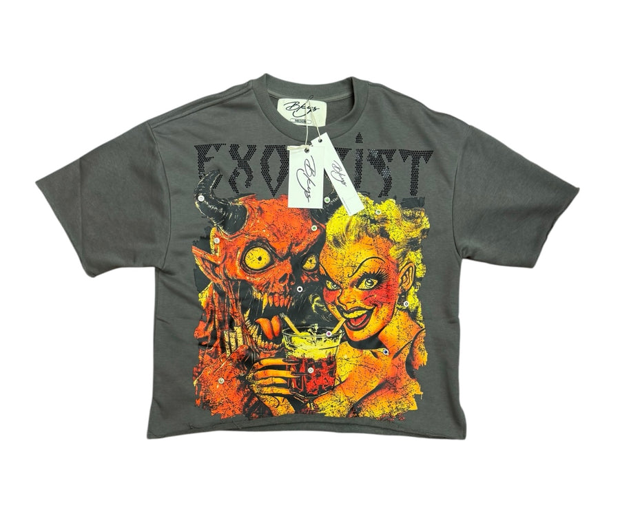 Exorcist crop shirt T1357 grey
