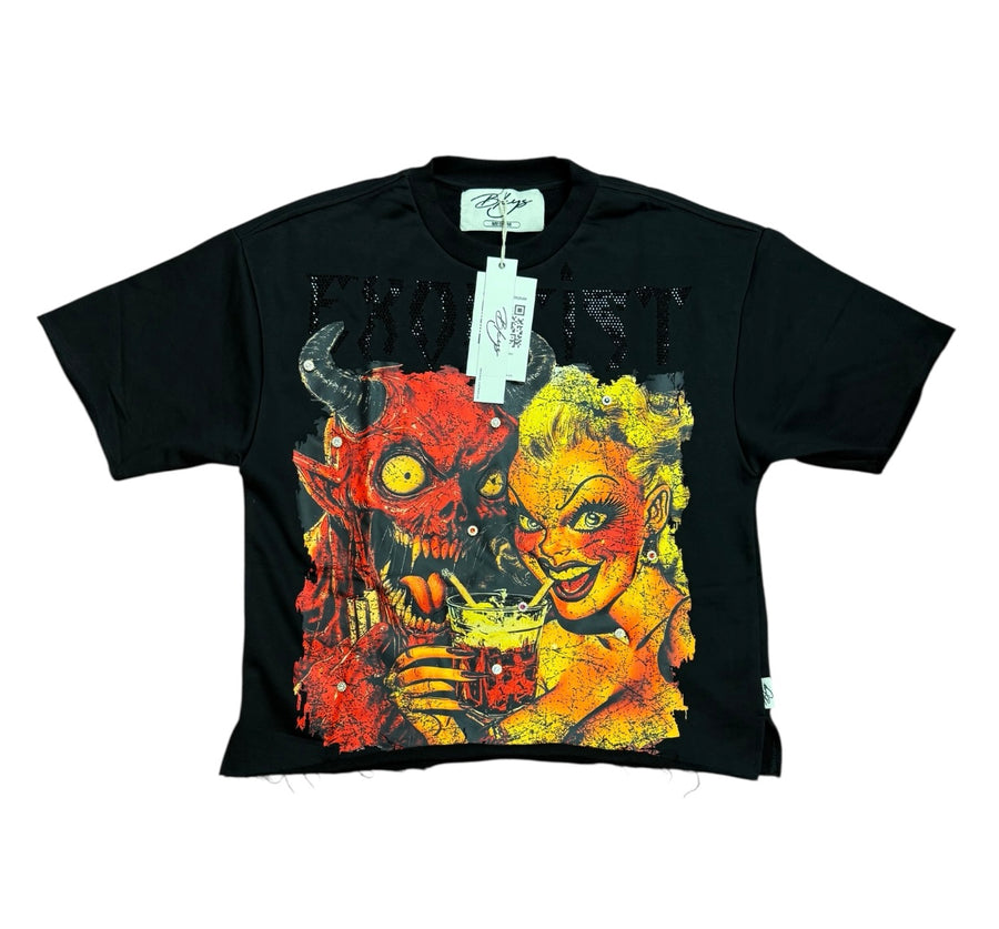 Exorcist crop shirt T1357 Black
