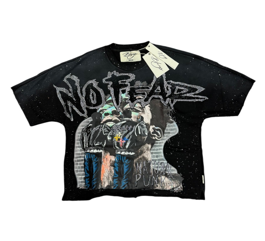 "NO FEAR" Cropped T-Shirt Black T1385