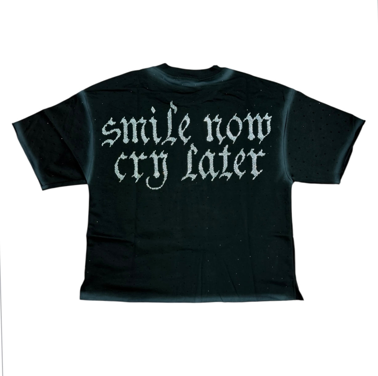 "SMILE NOW" Cropped T-shirt Black T1378