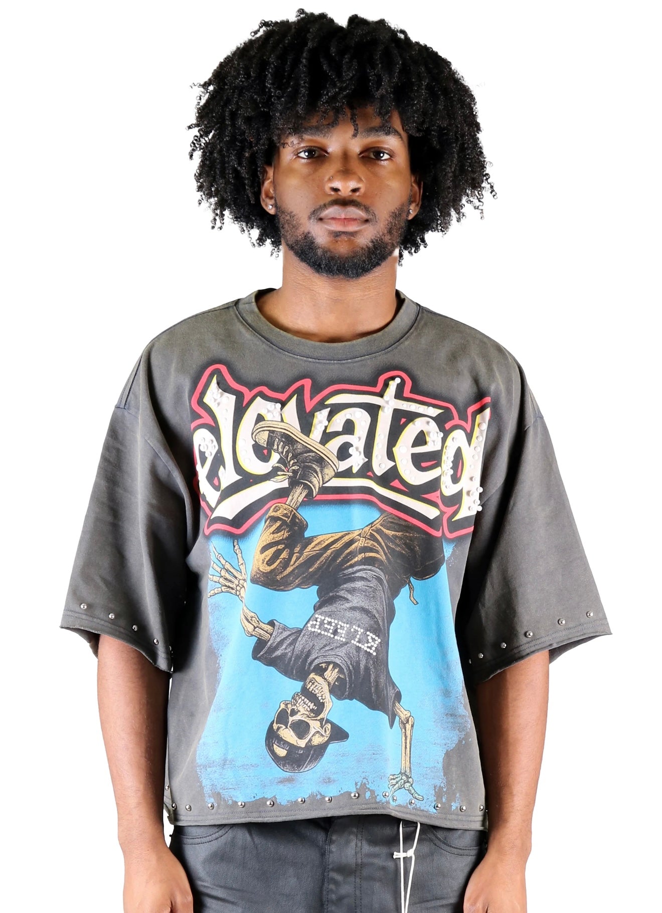 TWITCH S/N Jersey 3/4 Sleeve Crop Top Tee Grey