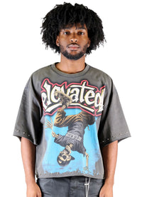 TWITCH S/N Jersey 3/4 Sleeve Crop Top Tee Grey