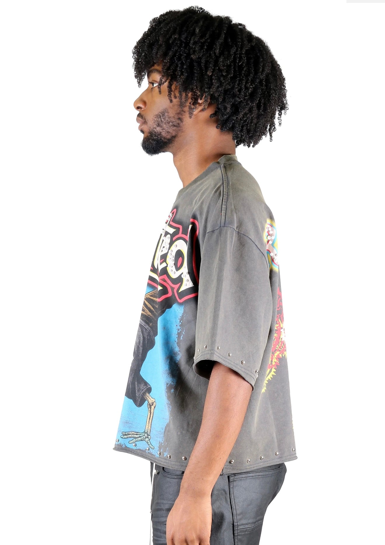 TWITCH S/N Jersey 3/4 Sleeve Crop Top Tee Grey