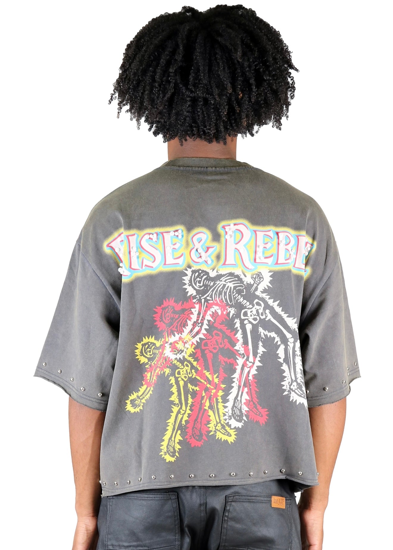 TWITCH S/N Jersey 3/4 Sleeve Crop Top Tee Grey