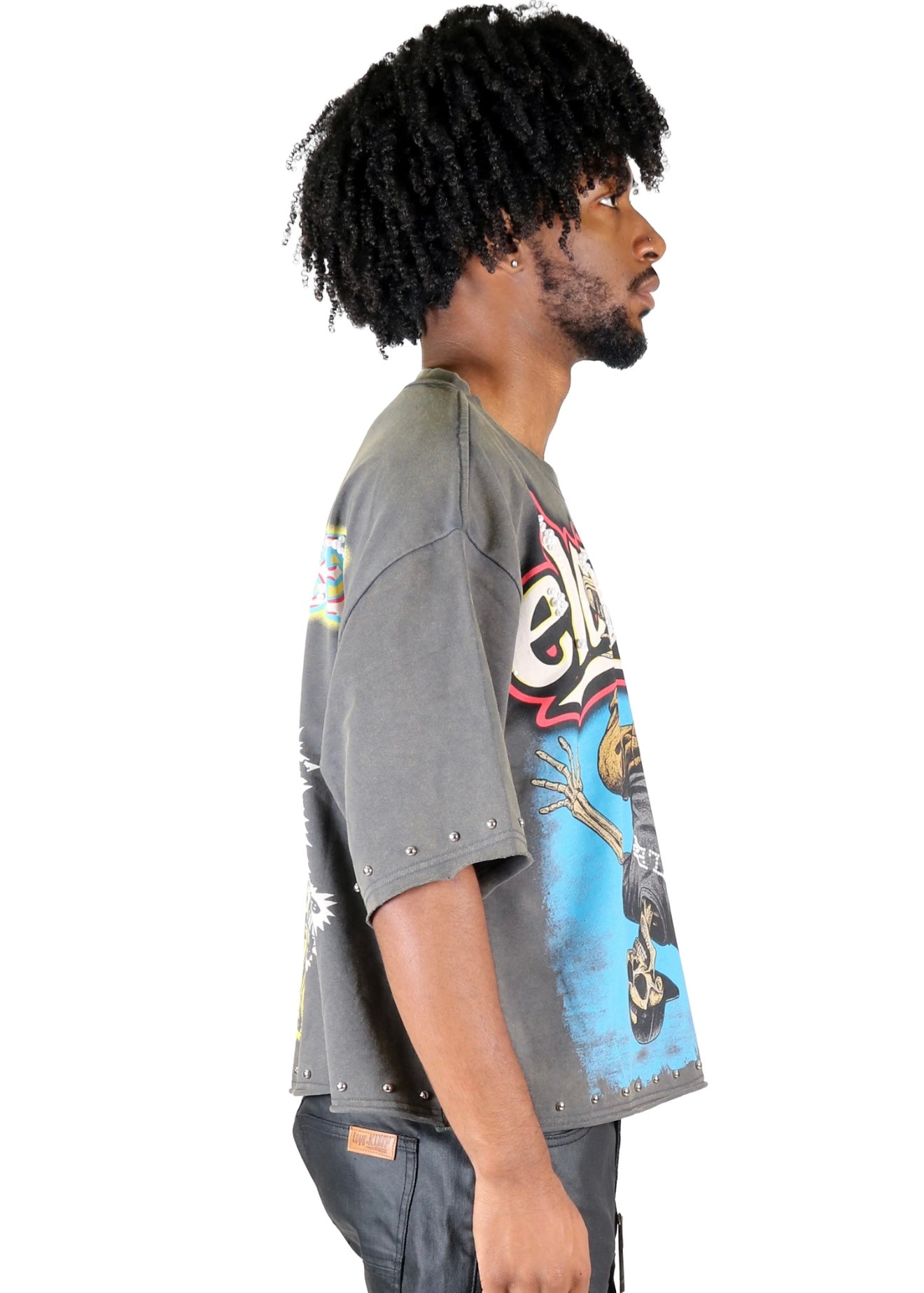 TWITCH S/N Jersey 3/4 Sleeve Crop Top Tee Grey