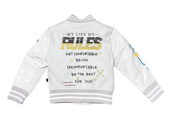 VUE KIDS Melton Body with Faux Leather Sleeve Varsity Jacket kj-7850k