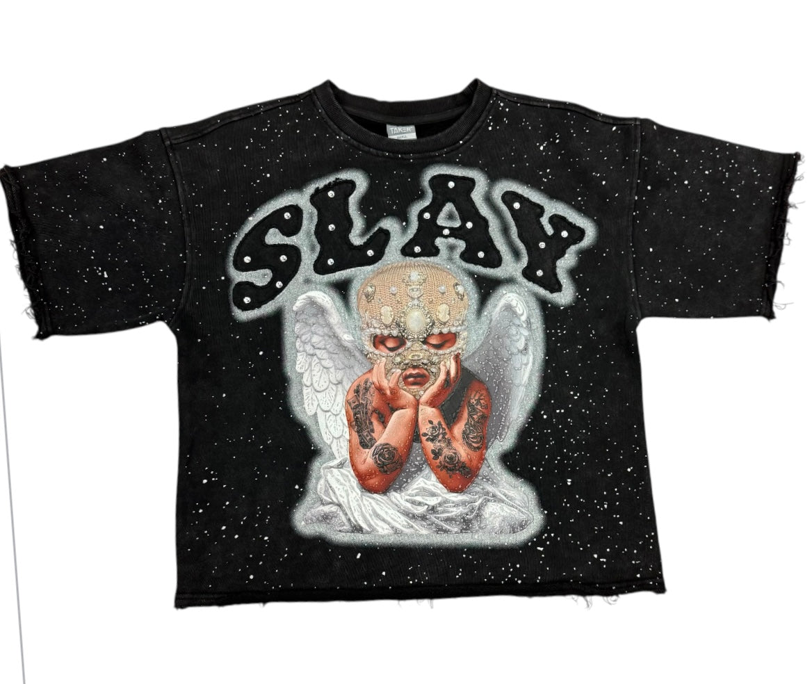 SLAY cropped shirt T5205 black