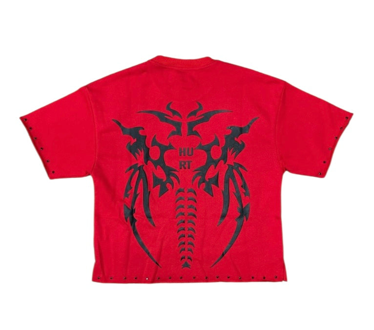 "HURT" F-TERRY CROPPED T-SHIRT t1285c