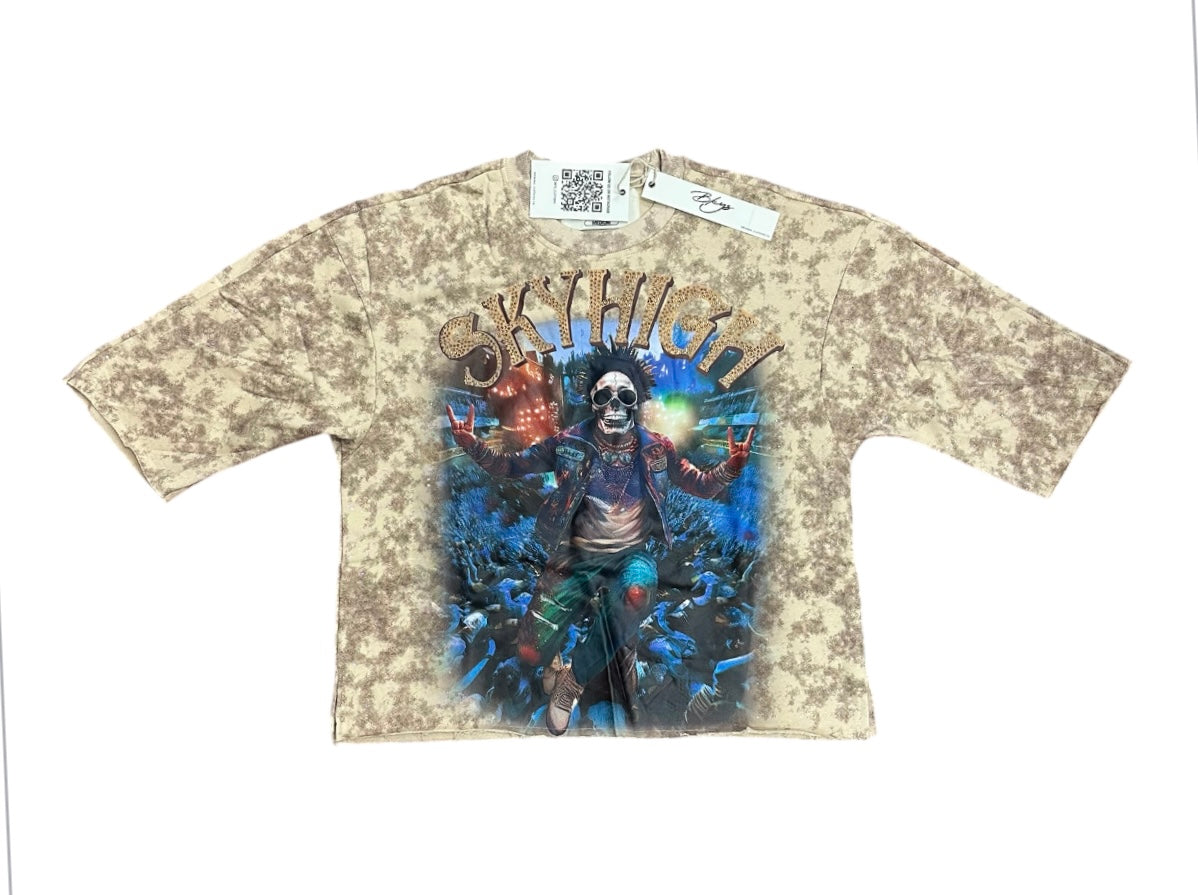 Sky High cropped t-shirts W.Beige T1249c