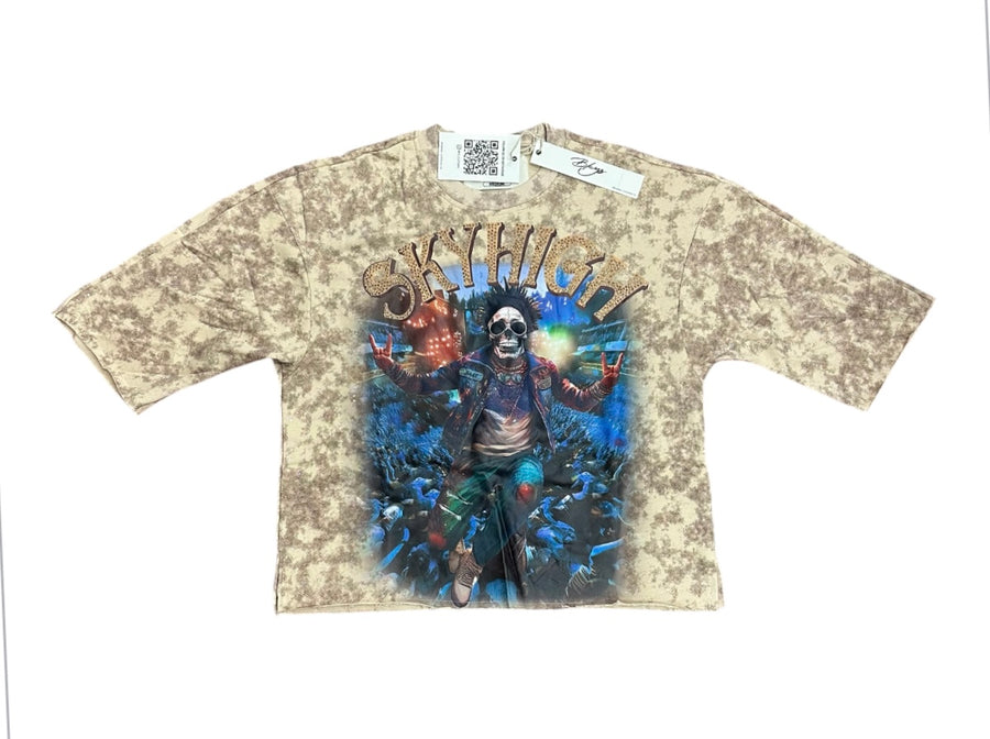 Sky High cropped t-shirts W.Beige T1249c