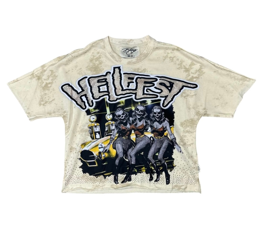 "HELLFEST" F-TERRY CROPPED T-SHIRT T1321c&