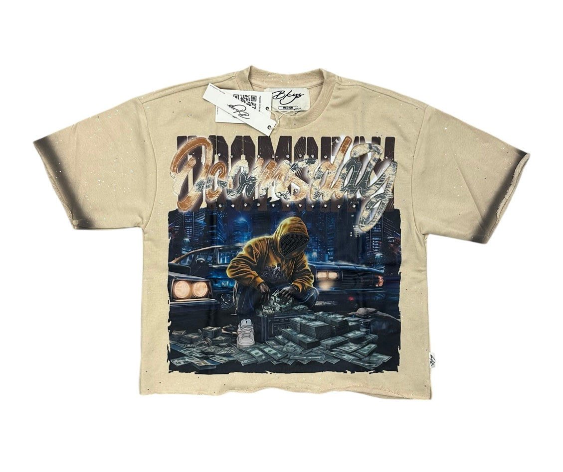 Dooms Day cropped shirt Beige T1455
