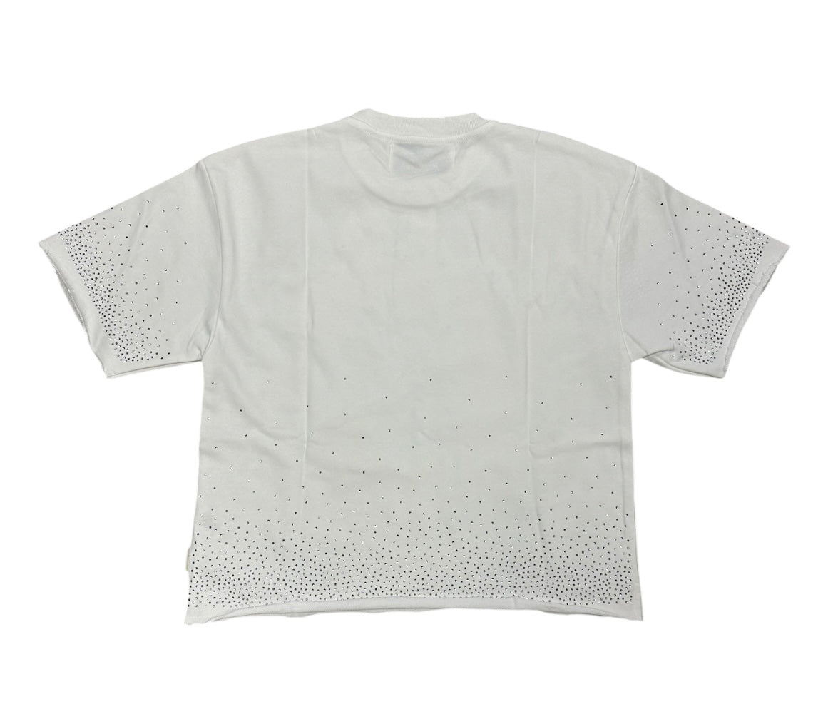 Money race cropped shirt White T1515