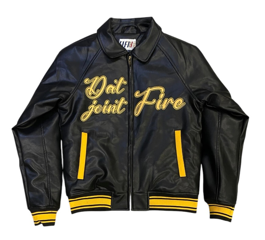 Dat Joint Fire Leather Black Jacket flj482 | upstairs