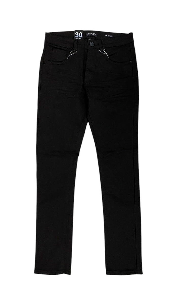 Waimea Skinny Fit Jet Black Jeans M8248TA