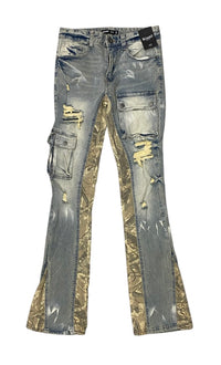 Vintage Blue Cargo Stacked Jeans