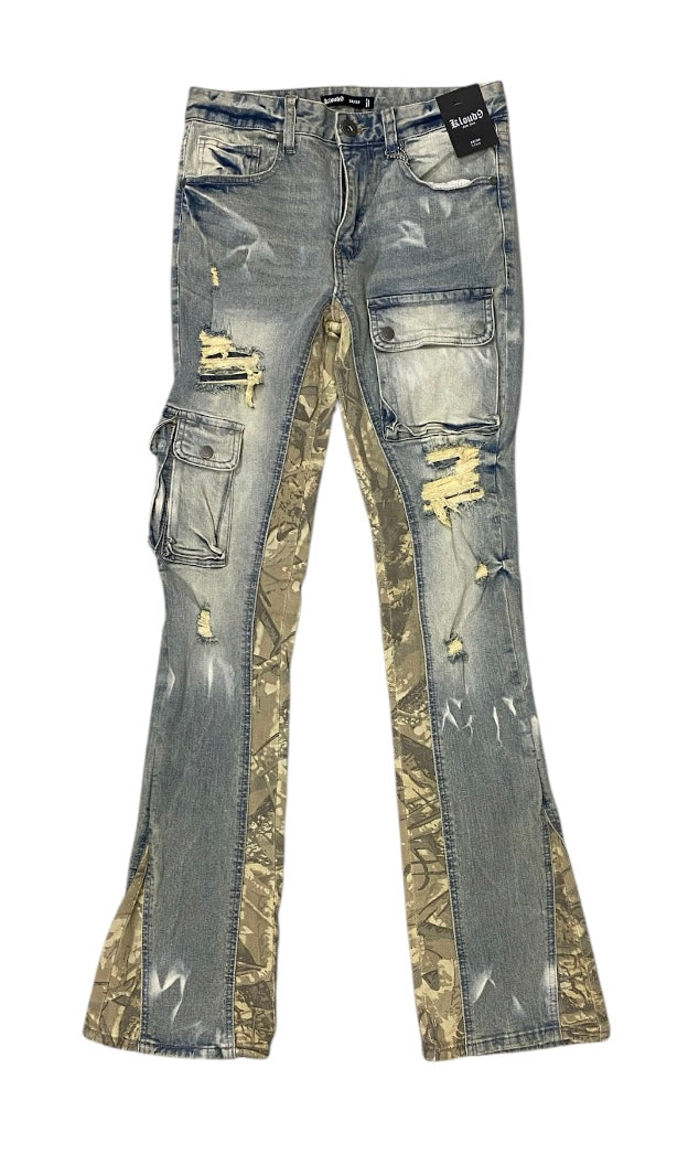 Vintage Blue Cargo Stacked Jeans