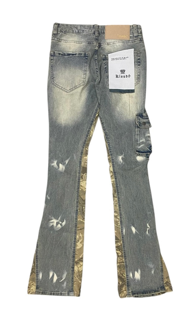 Vintage Blue Cargo Stacked Jeans