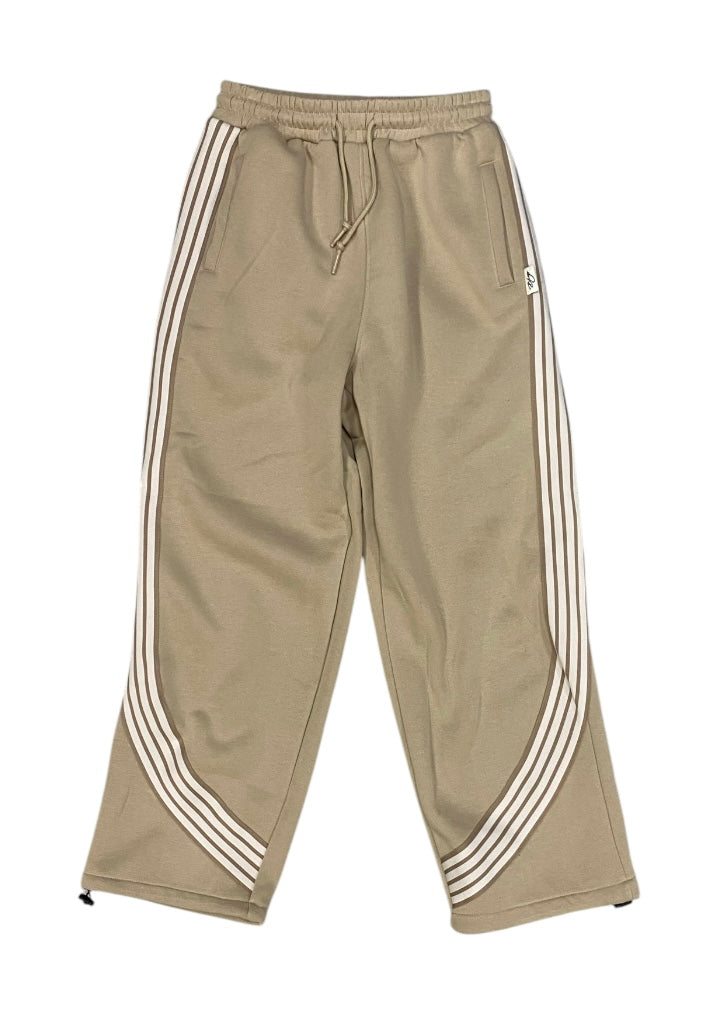 FLEECE STRIPED BAGGY PANTS( Tan ) P1231