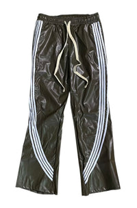 Leather STRIPED BAGGY PANTS (Brown)
