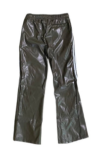 Leather STRIPED BAGGY PANTS (Brown)