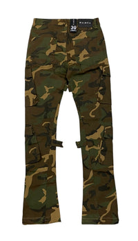 Cargo Stacked Green Camo Jeans