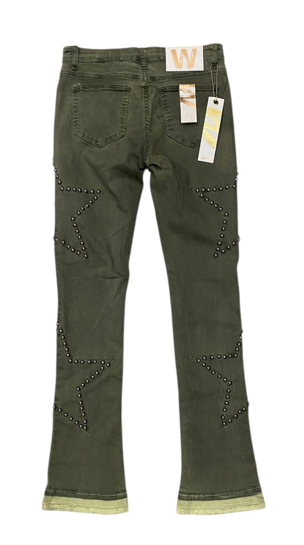 Stacked Fit Green Jeans