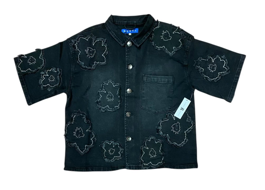 Short sleeve denim shirt 651-721