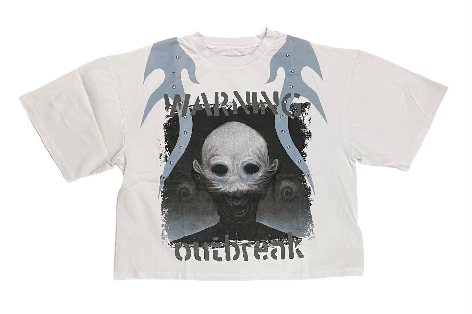 Warning cropped Tshirts