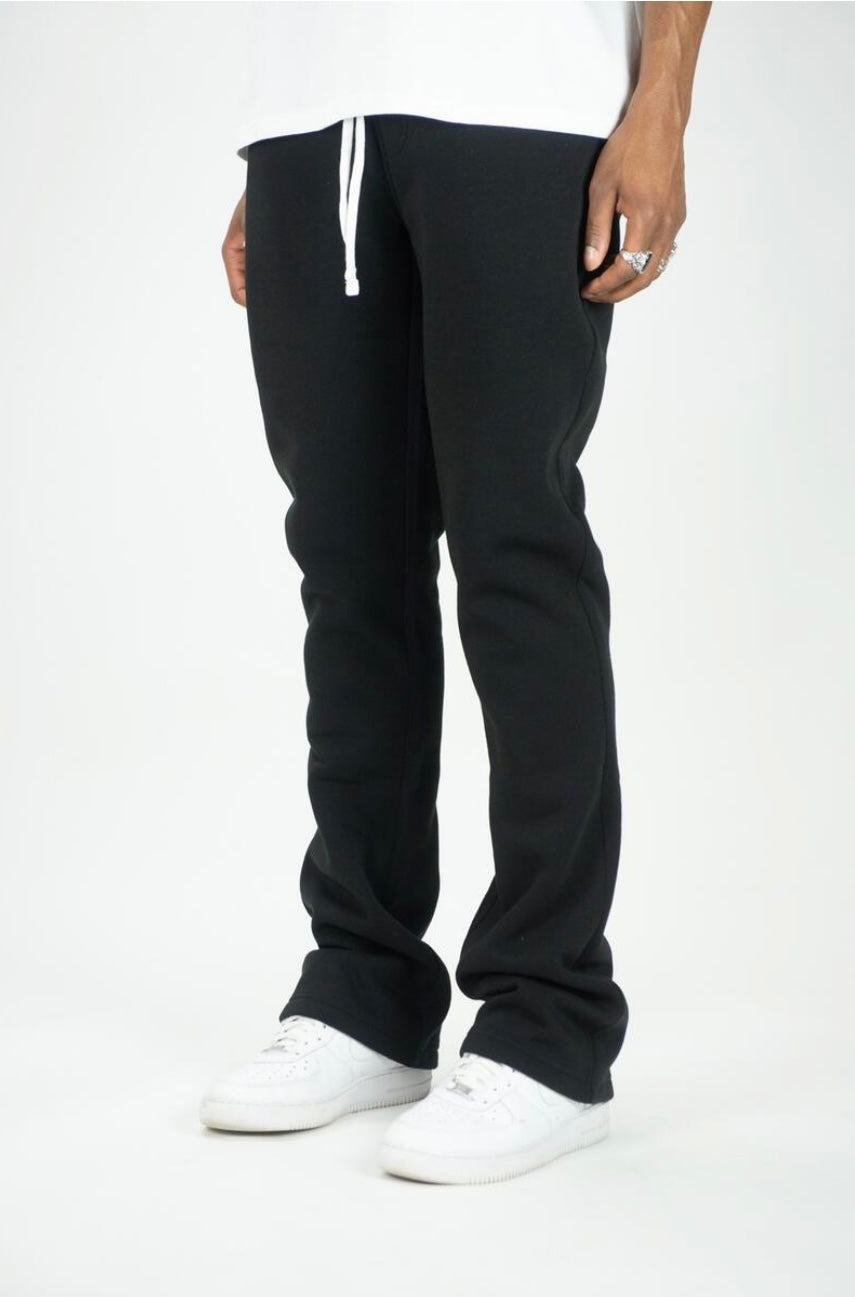 STACKED FLEECE PANTS ( Black )