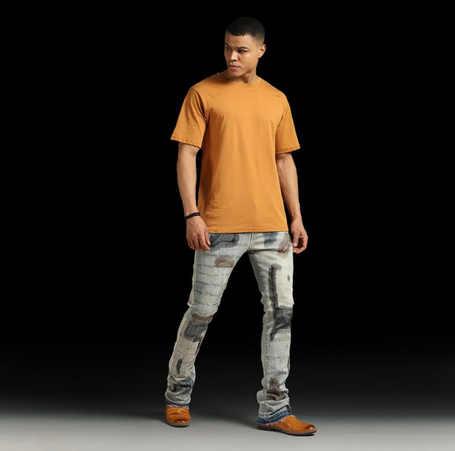 MEN’S WAIMEA STACKED FIT BLEACH WASH JEANS