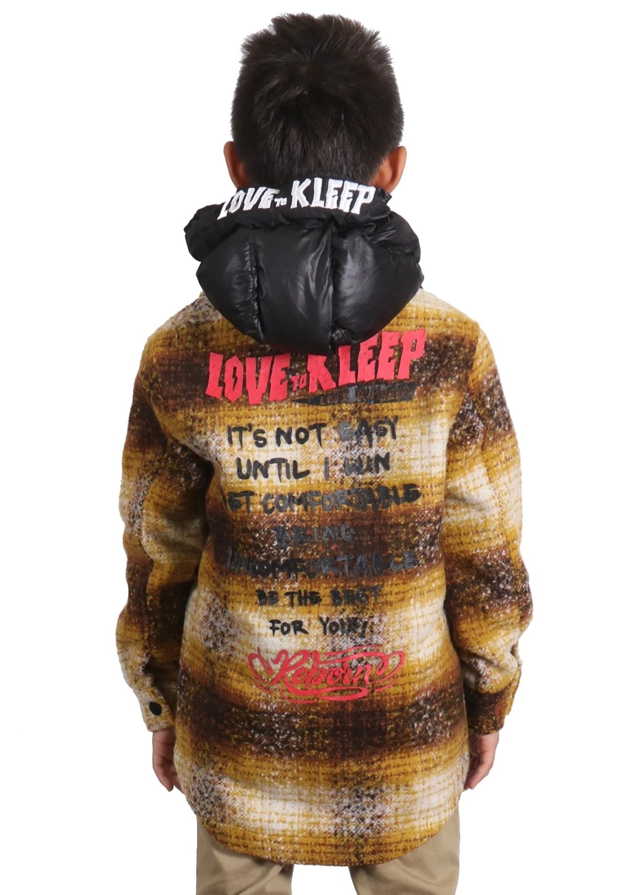 BENIT Kid's Oversize Flannel outer shirket with detachable padded cire hood
