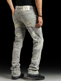 MEN’S WAIMEA STACKED FIT BLEACH WASH JEANS