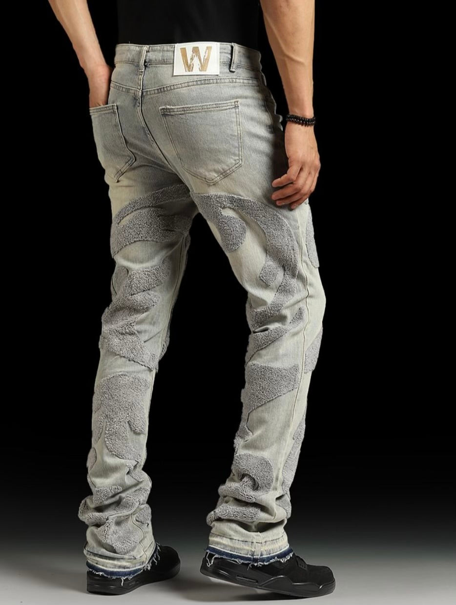 MEN’S WAIMEA STACKED FIT BLEACH WASH JEANS