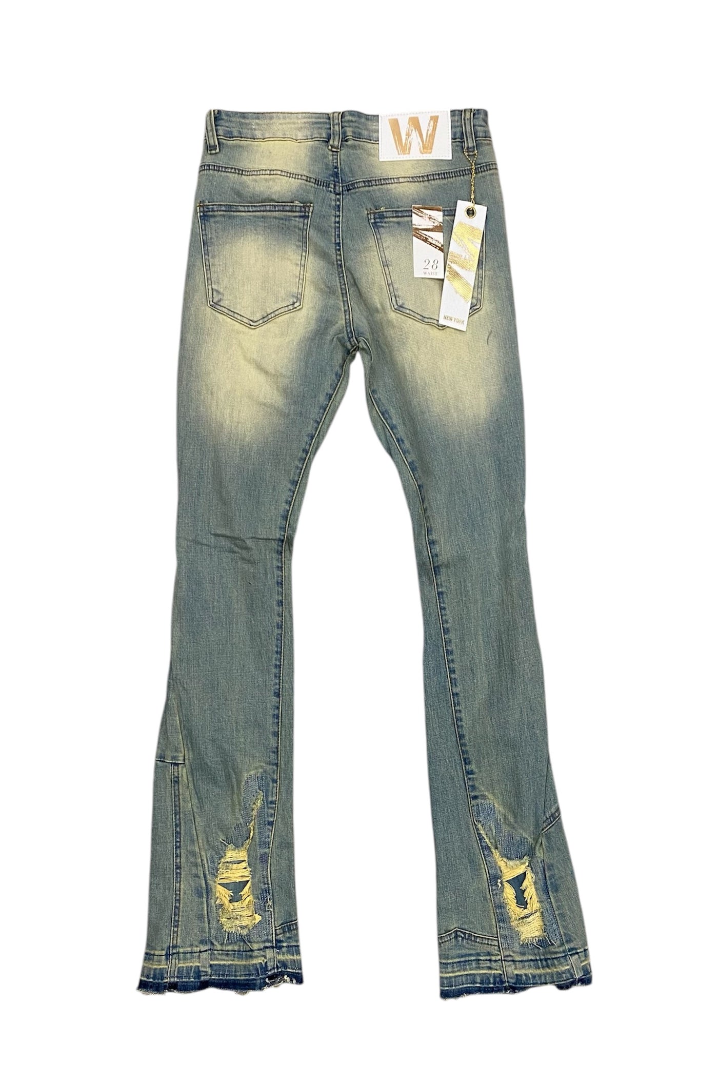 Stone wash flare jeans