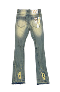 Stone wash flare jeans