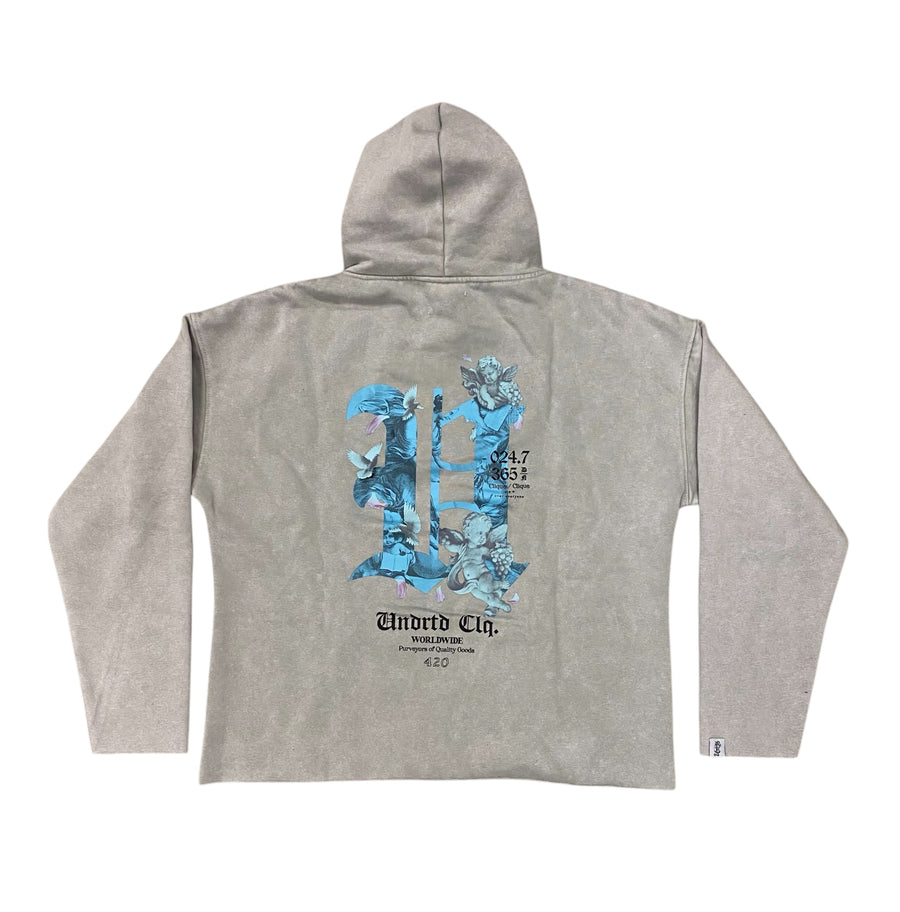 Oversized cropped washed hoodie