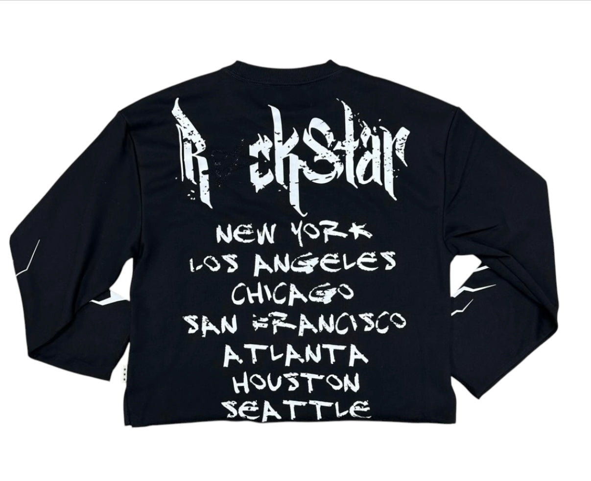 "ROCKSTAR" F-TERRY LONG SLEEVE CROPPED TEE
