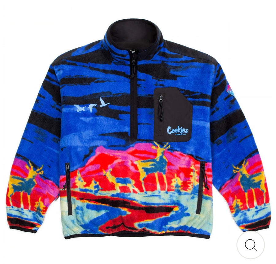 Tree Division All Over Print Polar Fleece Half Zip Jacket