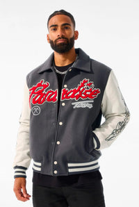 PARADISE TOUR VARSITY JACKET (OFF BLACK)