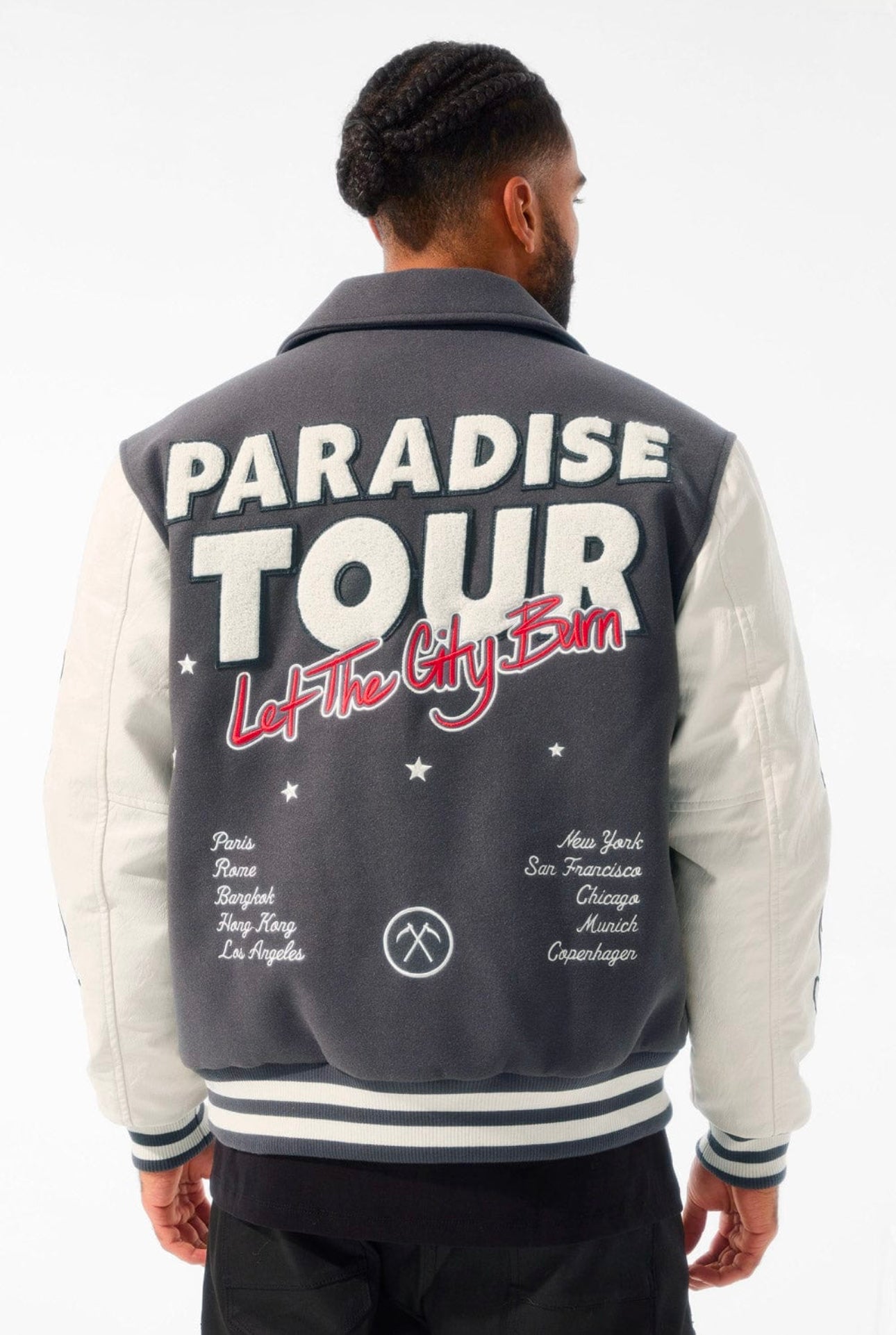 PARADISE TOUR VARSITY JACKET (OFF BLACK)
