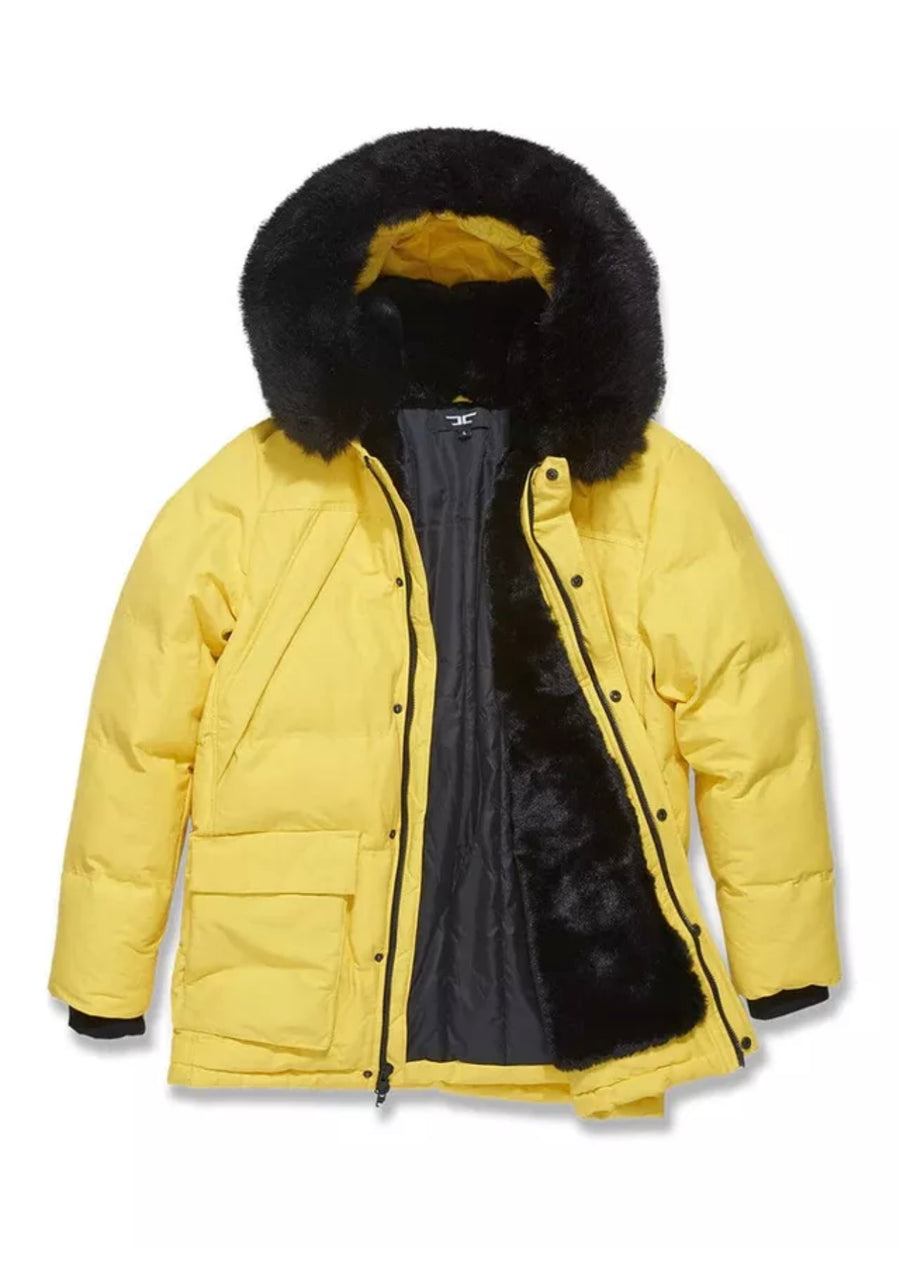 Jordan Craig Men's BISMARCK FUR LINED POLLEN YELLOW GOLD PARKA JACKET PUFFER NEW