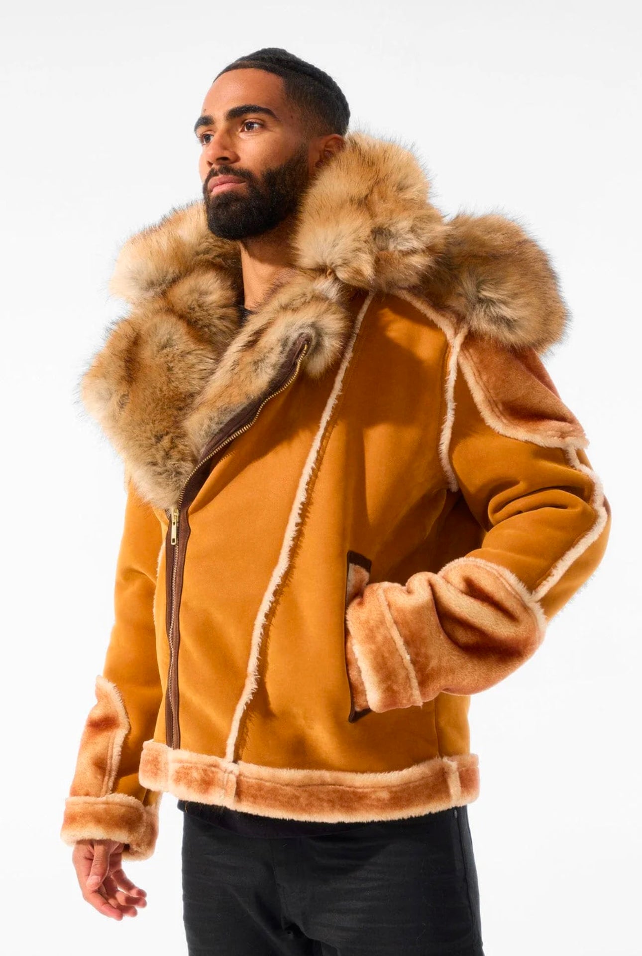 EL JEFE SHEARLING MOTO JACKET (COGNAC)