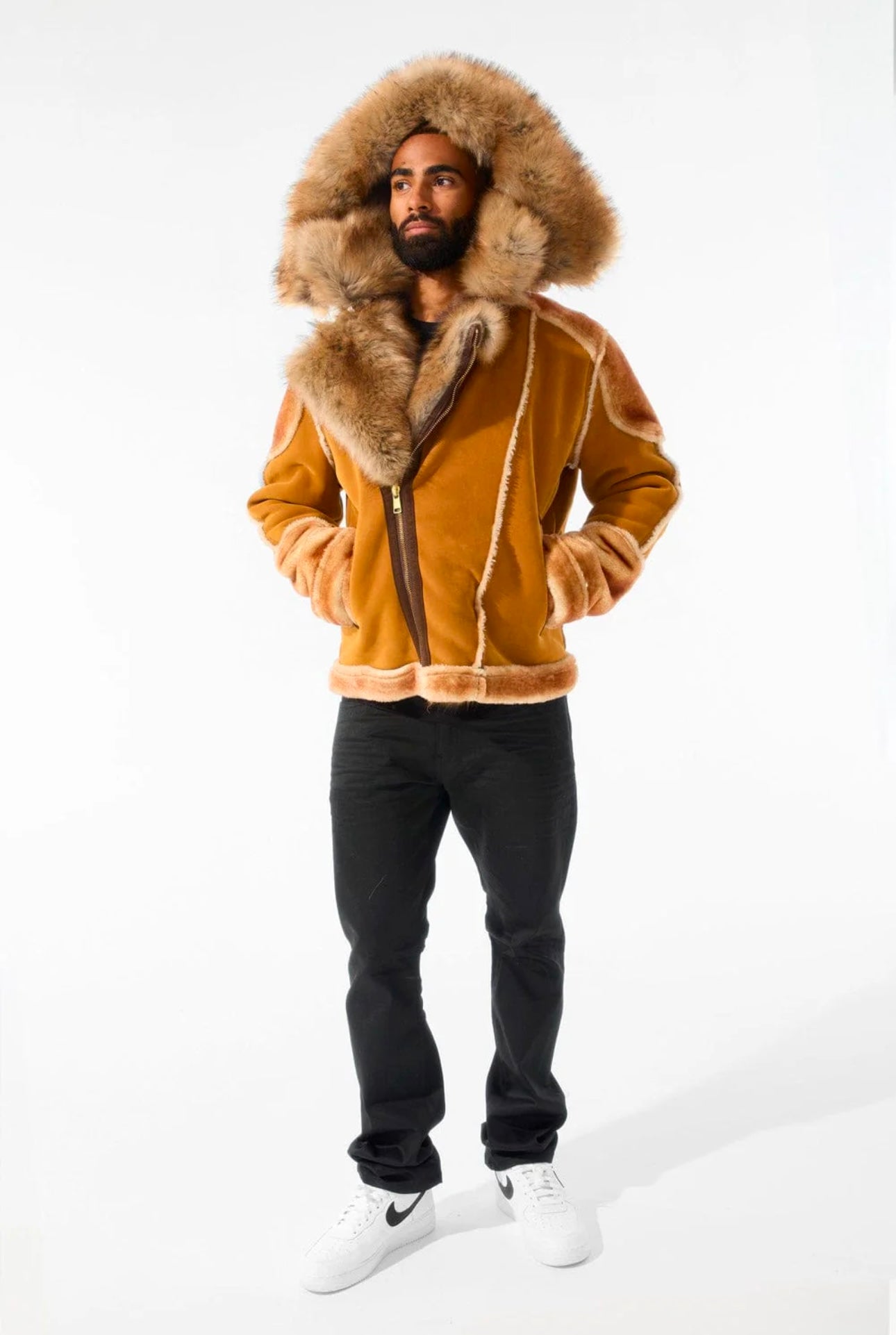EL JEFE SHEARLING MOTO JACKET (COGNAC)
